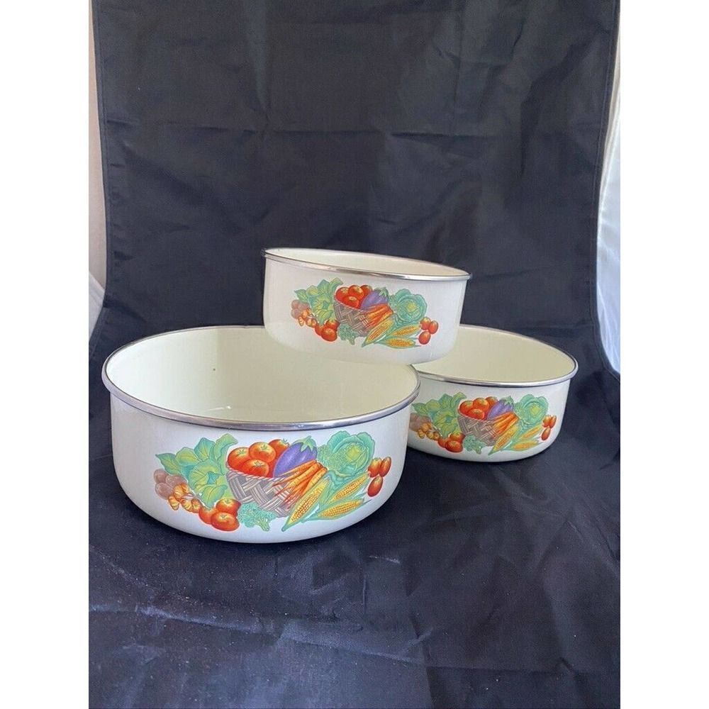Rare - Bountiful Harvest by Lincolnware Nesting Bowls 3 Bowls Retro